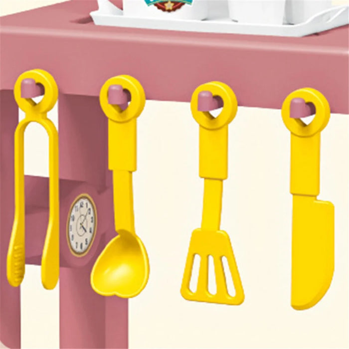 18046 Kids Play House Mini Kitchen Toy Simulation Plastic Cooking Kitchenware Toy Kit - Pink - 3