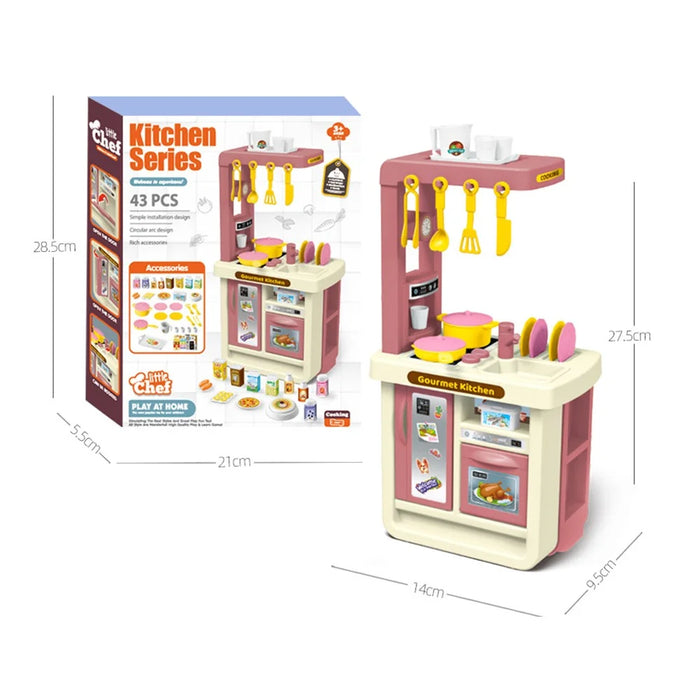 18046 Kids Play House Mini Kitchen Toy Simulation Plastic Cooking Kitchenware Toy Kit - Pink - 5