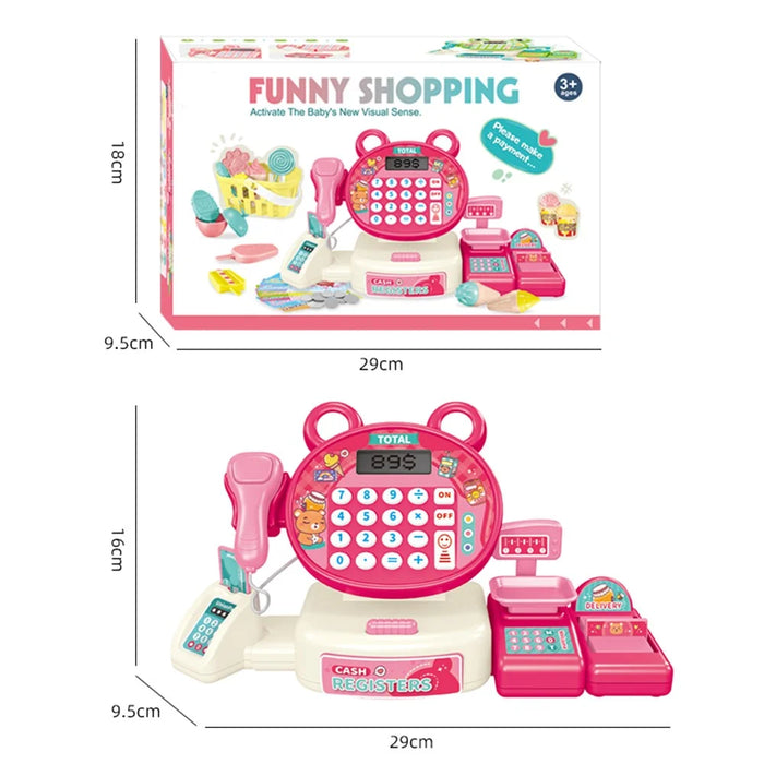 Kids Toy Cash Register Playset Pretend Children Supermarket Checkout Toy for Toddlers - 813A Rabbit - 7