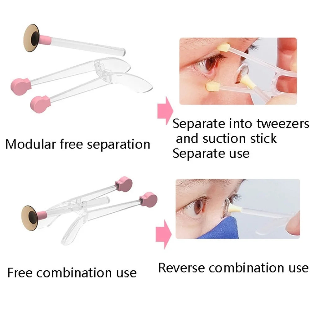 2 in 1 Portable Clip and Silicone Suction Stick Contact Lens Wearing Picking Auxiliary Tool (BPA Free, FDA Certified) - Yellow - 4