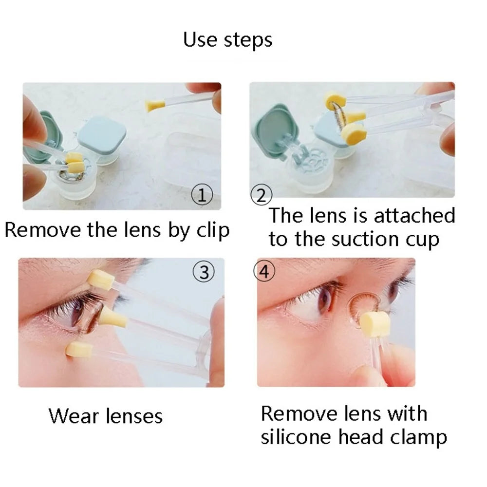 2 in 1 Portable Clip and Silicone Suction Stick Contact Lens Wearing Picking Auxiliary Tool (BPA Free, FDA Certified) - Yellow - 5