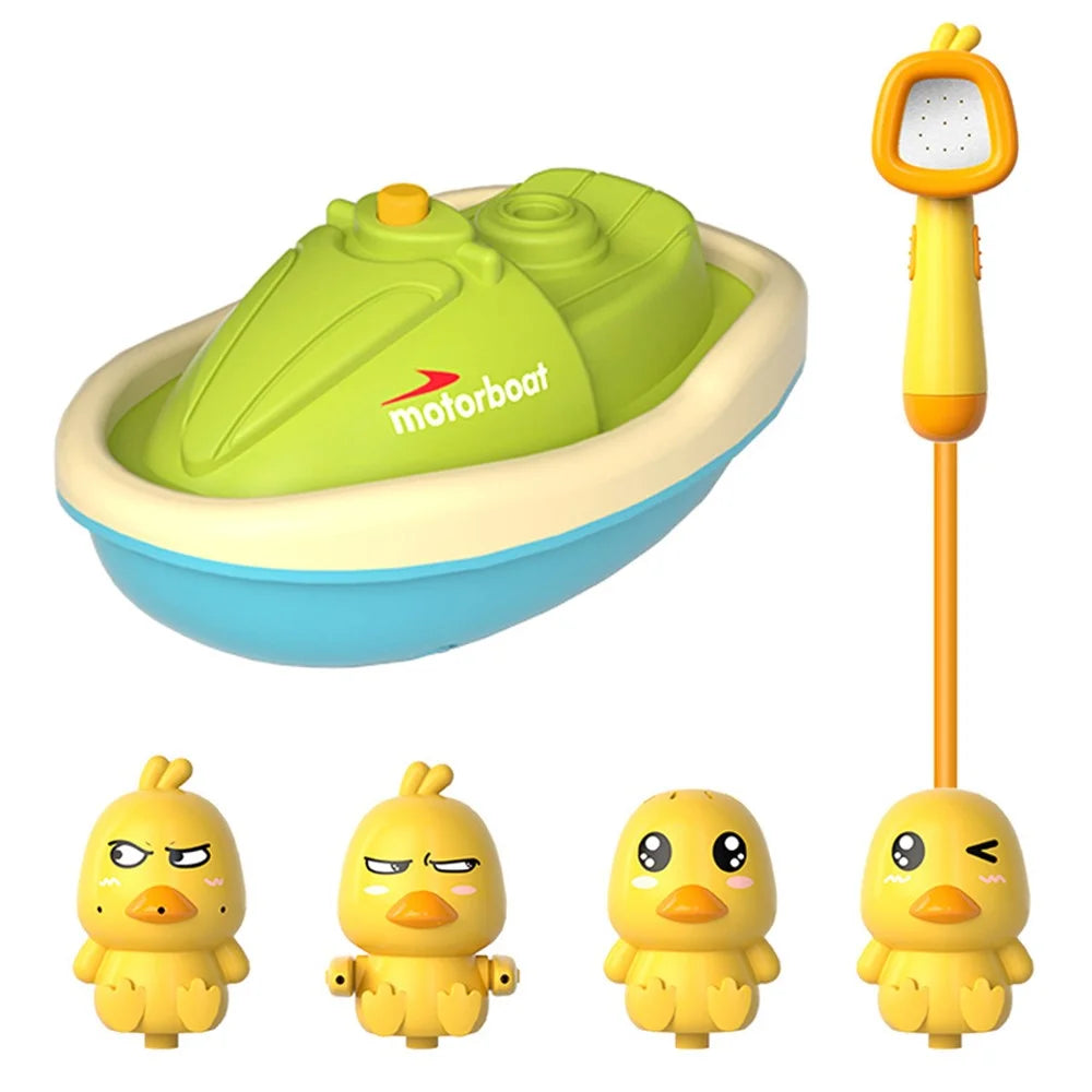 Electric Duck Sprinkler Cute Bath Toy Duckies Boat Mini Handheld Shower Head Spray Water for Baby Toddlers and Kids - 1
