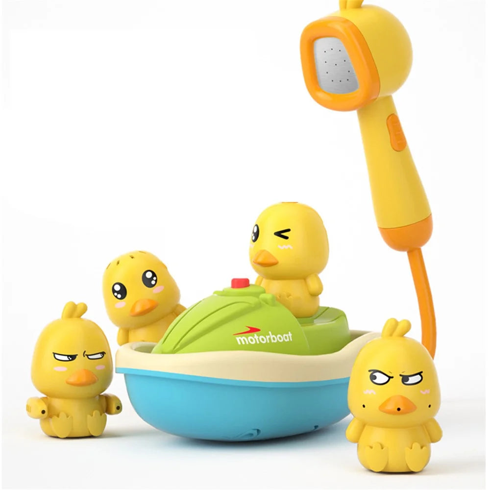 Electric Duck Sprinkler Cute Bath Toy Duckies Boat Mini Handheld Shower Head Spray Water for Baby Toddlers and Kids - 3