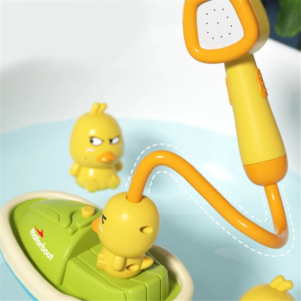 Electric Duck Sprinkler Cute Bath Toy Duckies Boat Mini Handheld Shower Head Spray Water for Baby Toddlers and Kids - 4