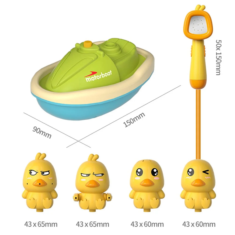 Electric Duck Sprinkler Cute Bath Toy Duckies Boat Mini Handheld Shower Head Spray Water for Baby Toddlers and Kids - 5