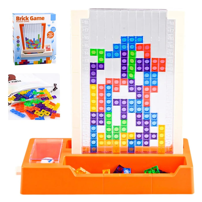 2145 3D Tetris Building Block Puzzle Toy Parent-Child Interactive Desktop Game - Orange Base - 1