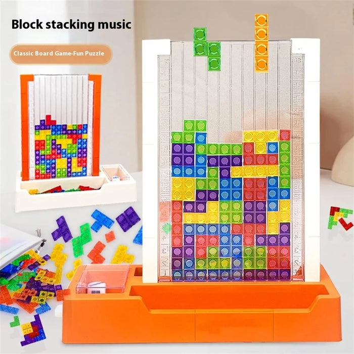 2145 3D Tetris Building Block Puzzle Toy Parent-Child Interactive Desktop Game - Orange Base - 2