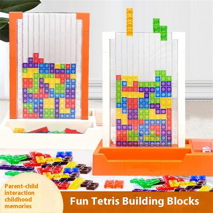 2145 3D Tetris Building Block Puzzle Toy Parent-Child Interactive Desktop Game - Orange Base - 4