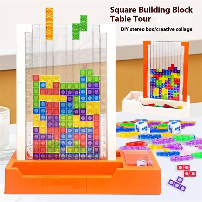 2145 3D Tetris Building Block Puzzle Toy Parent-Child Interactive Desktop Game - Orange Base - 6