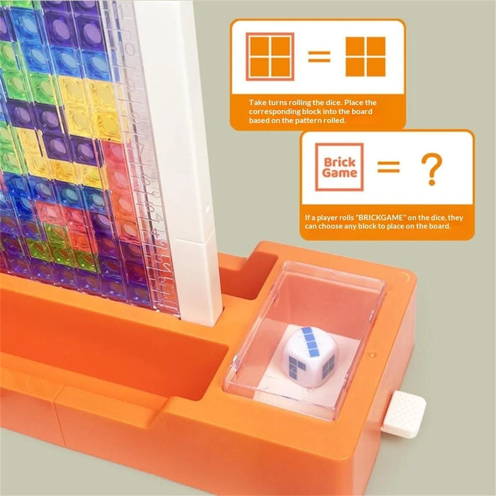 2145 3D Tetris Building Block Puzzle Toy Parent-Child Interactive Desktop Game - Orange Base - 7