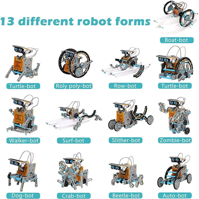 Solar Powered DIY Science Experiment Kit 13 in 1 Educational Robot Car Assembly Toy with Battery Compartment - Grey - 3