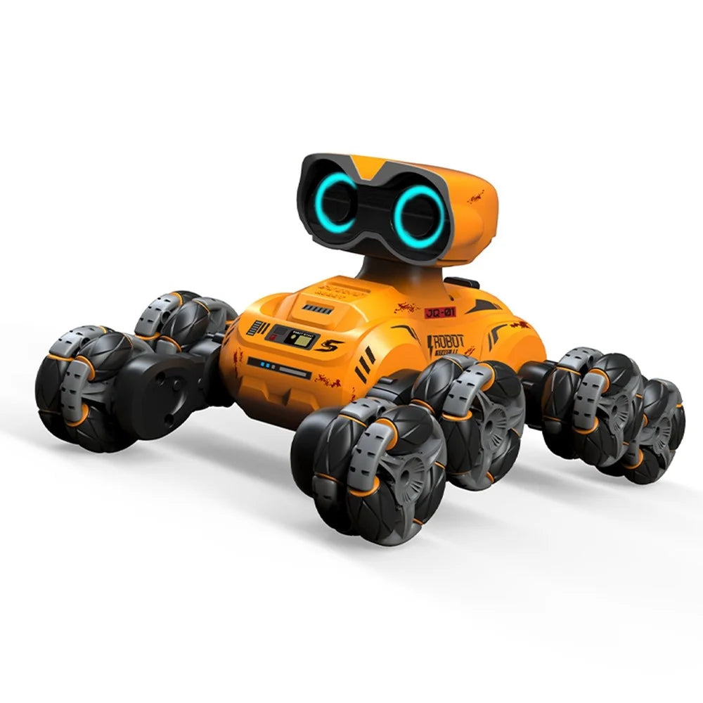 YT6639 8 Wheels Stunt Robot Remote Control Car with LED Light and Music Kids Toy - Yellow - 3