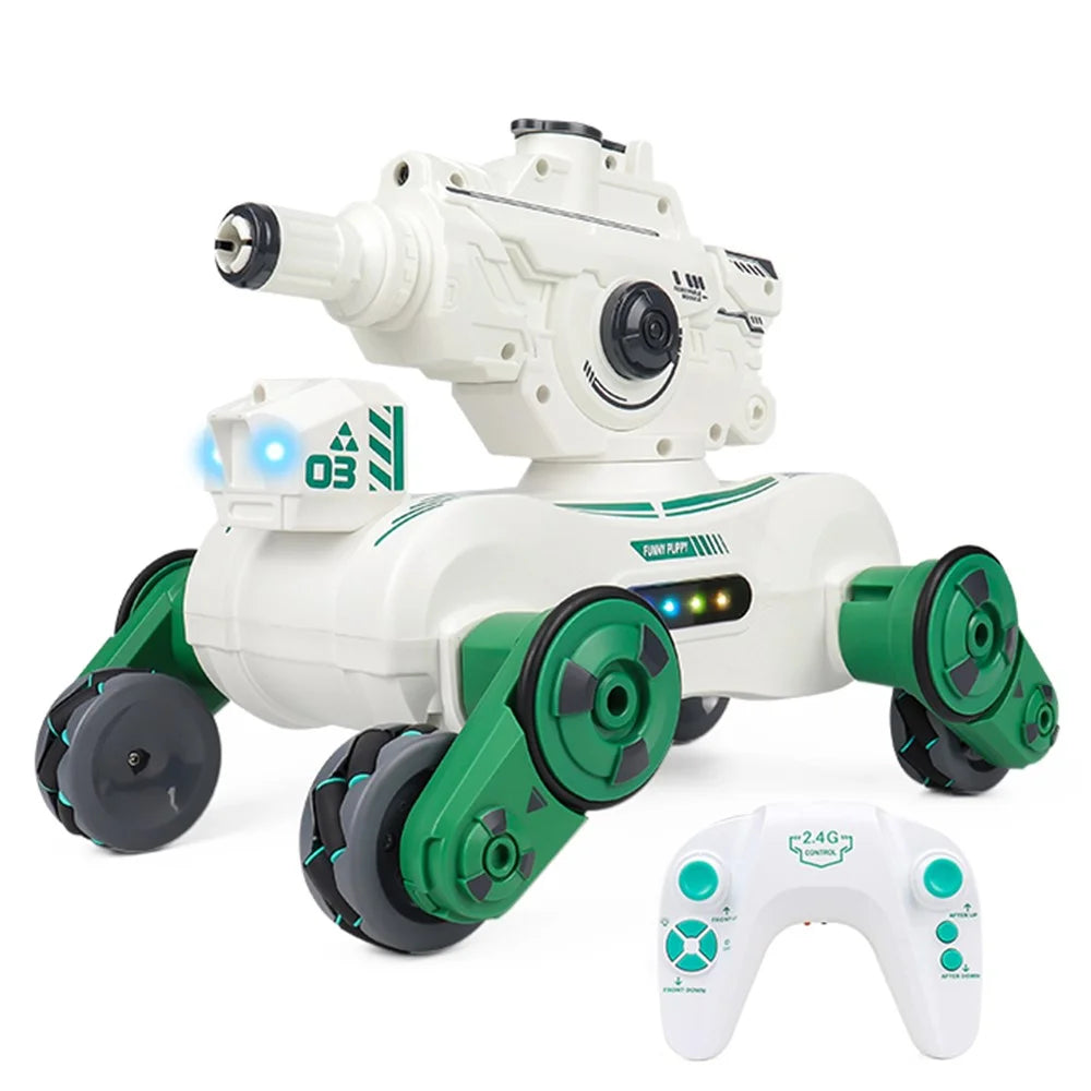 JC013 2.4G RC Mechanical Battle Dog Four Wheels Drive Water Bomb Spray Toy Gift, Single Controller (CE / CPC / EN71 / ASTM Certified) - White - 1