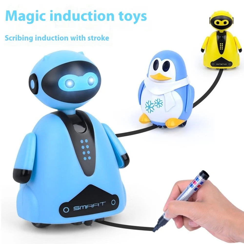 Light Sensing Line Following Robot Toy Kids Educational Drawing Toy Inductive Pen Robot - Blue - 7