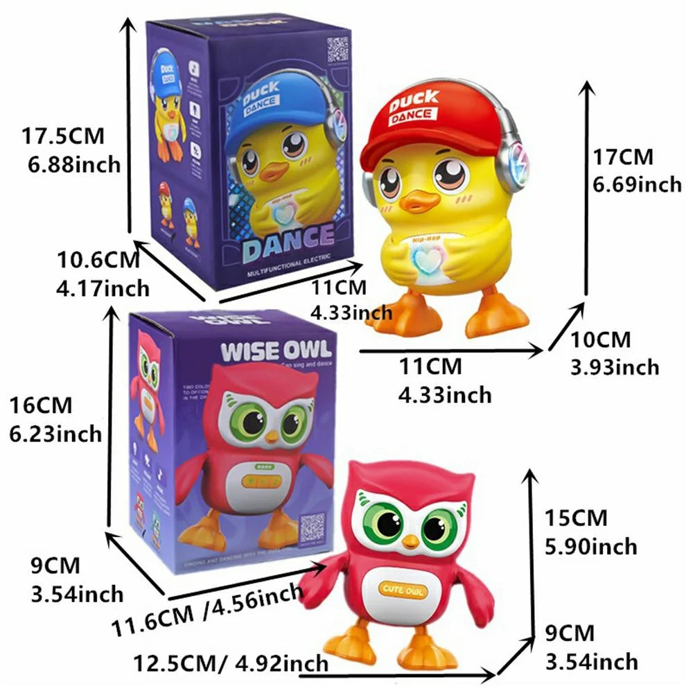 S-004A Dancing Animal Toy Electric Singing Swaying Educational Toddler Toy with Lights and Music - Red / Owl - 7