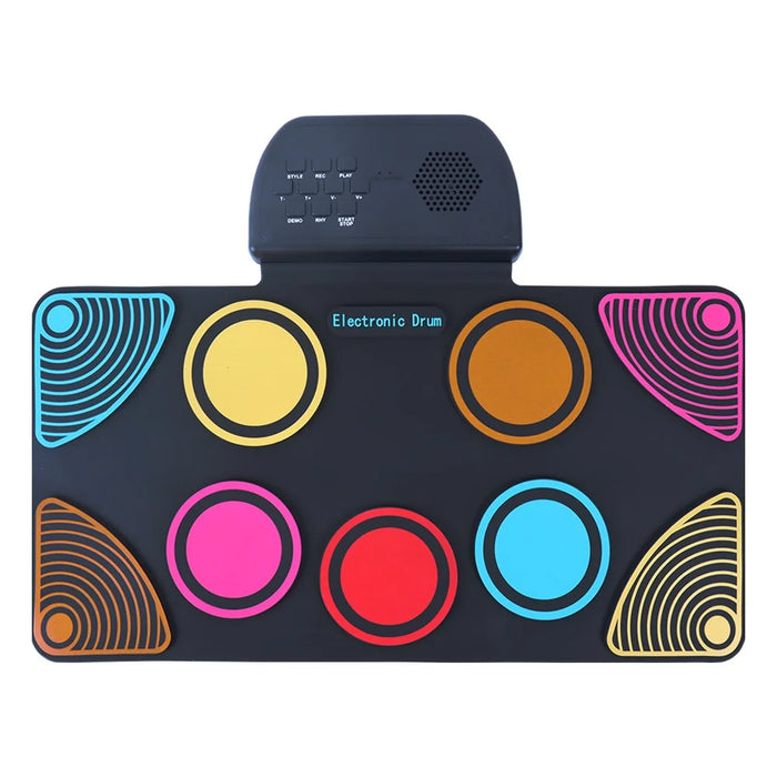 HQC6 Portable Roll Up Electronic Drum Practice Pad Built In Speaker with Drumsticks for Kids - Multi-Color - 1