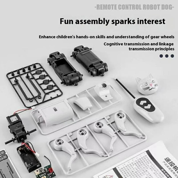 DIY Mechanical Robot Dog and Cat Kit Remote Control Walking Toy STEM Educational Assembly Set with Remote - 4