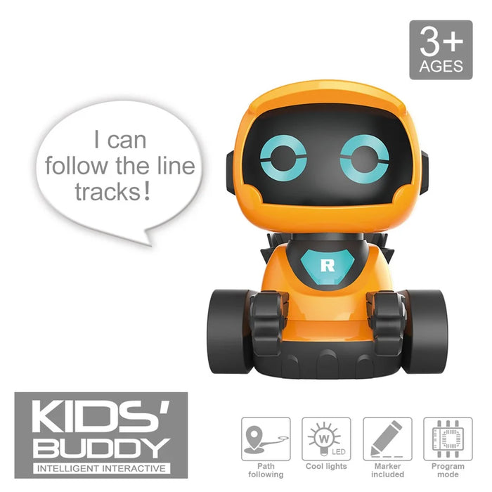 JLY TOYS For Children Collision Resistant Line Following Smart Robot Toy with Sound Effects - Orange - 3