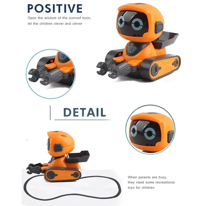 JLY TOYS For Children Collision Resistant Line Following Smart Robot Toy with Sound Effects - Orange - 4