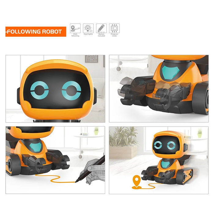 JLY TOYS For Children Collision Resistant Line Following Smart Robot Toy with Sound Effects - Orange - 6