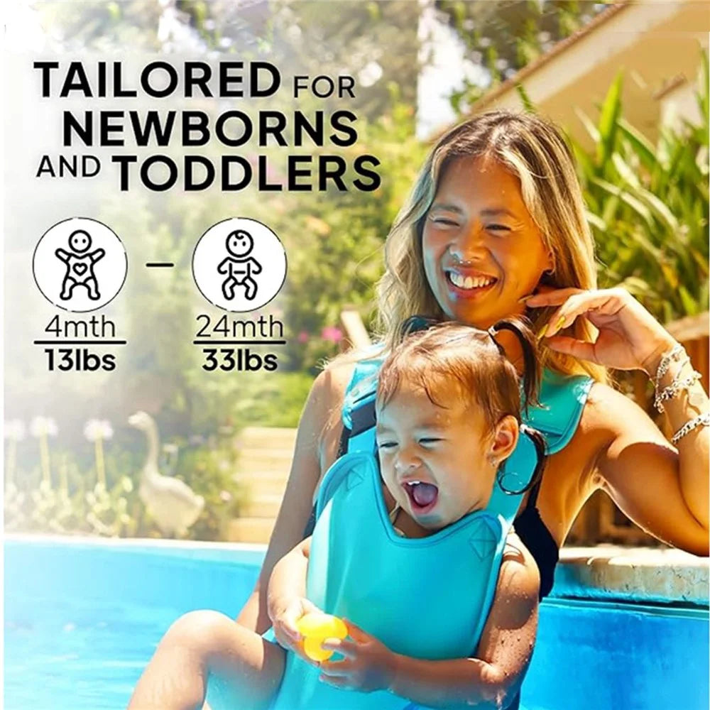 Summer Baby Swim Carrier for Beach Pool Neoprene Front Holding Adjustable Infant Waist Stool - 4