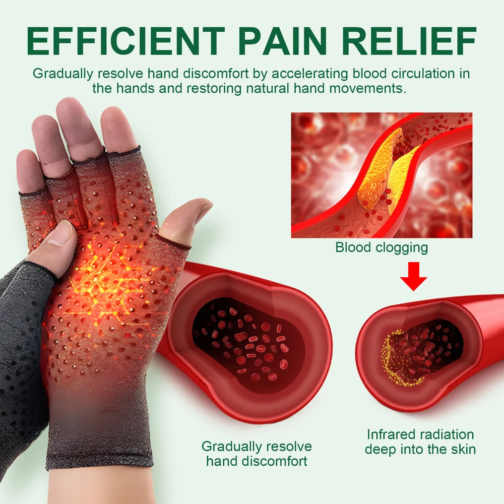 HOUKEA 1 Pair Far-Infrared Emitting Therapy Gloves Joint Care Gloves for Hand Pain Relief Waterproof Breathable - 4