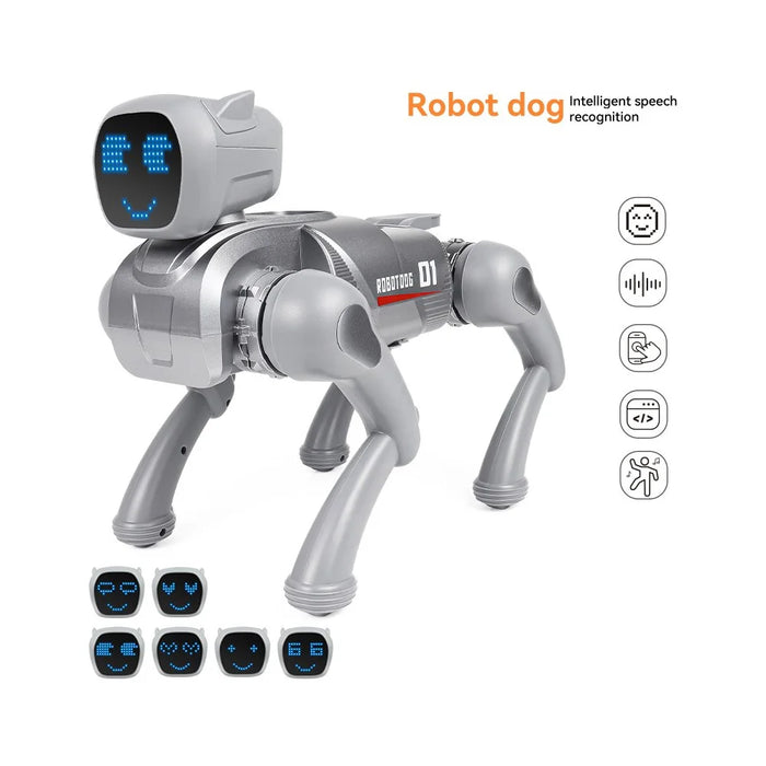 2.4G Smart Interactive Robot Dog App / Voice Control Programmable Toy Gift with Expression Lights - Grey - 2