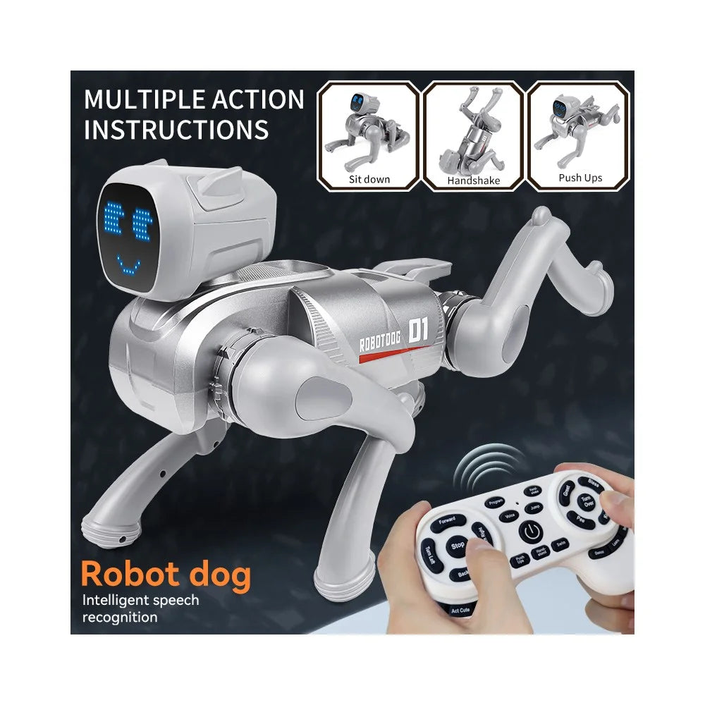Remote Control 2.4G Smart Interactive Robot Dog App  /  Voice Control Programmable Toy Gift with Expression Lights - Grey - 4