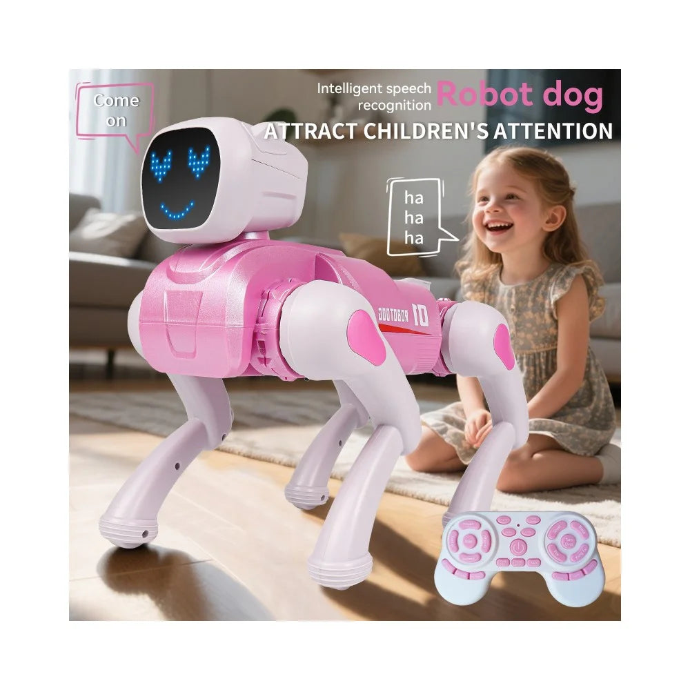 Remote Control 2.4G Smart Interactive Robot Dog App  /  Voice Control Programmable Toy Gift with Expression Lights - Grey - 5