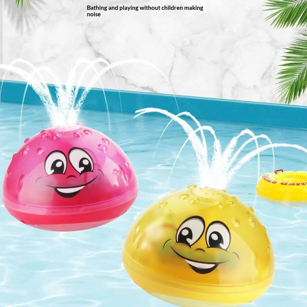 Electric Induction Water Spray Ball Baby Bath Fountain Toy with Light for Bathroom Bathtub Swimming - Yellow - 2