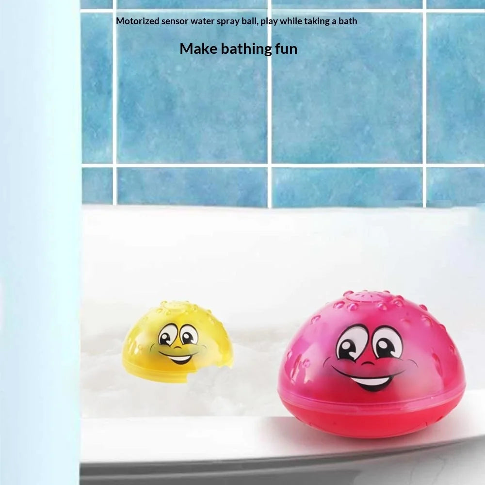 Electric Induction Water Spray Ball Baby Bath Fountain Toy with Light for Bathroom Bathtub Swimming - Yellow - 3