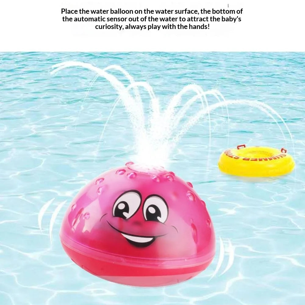 Electric Induction Water Spray Ball Baby Bath Fountain Toy with Light for Bathroom Bathtub Swimming - Yellow - 4