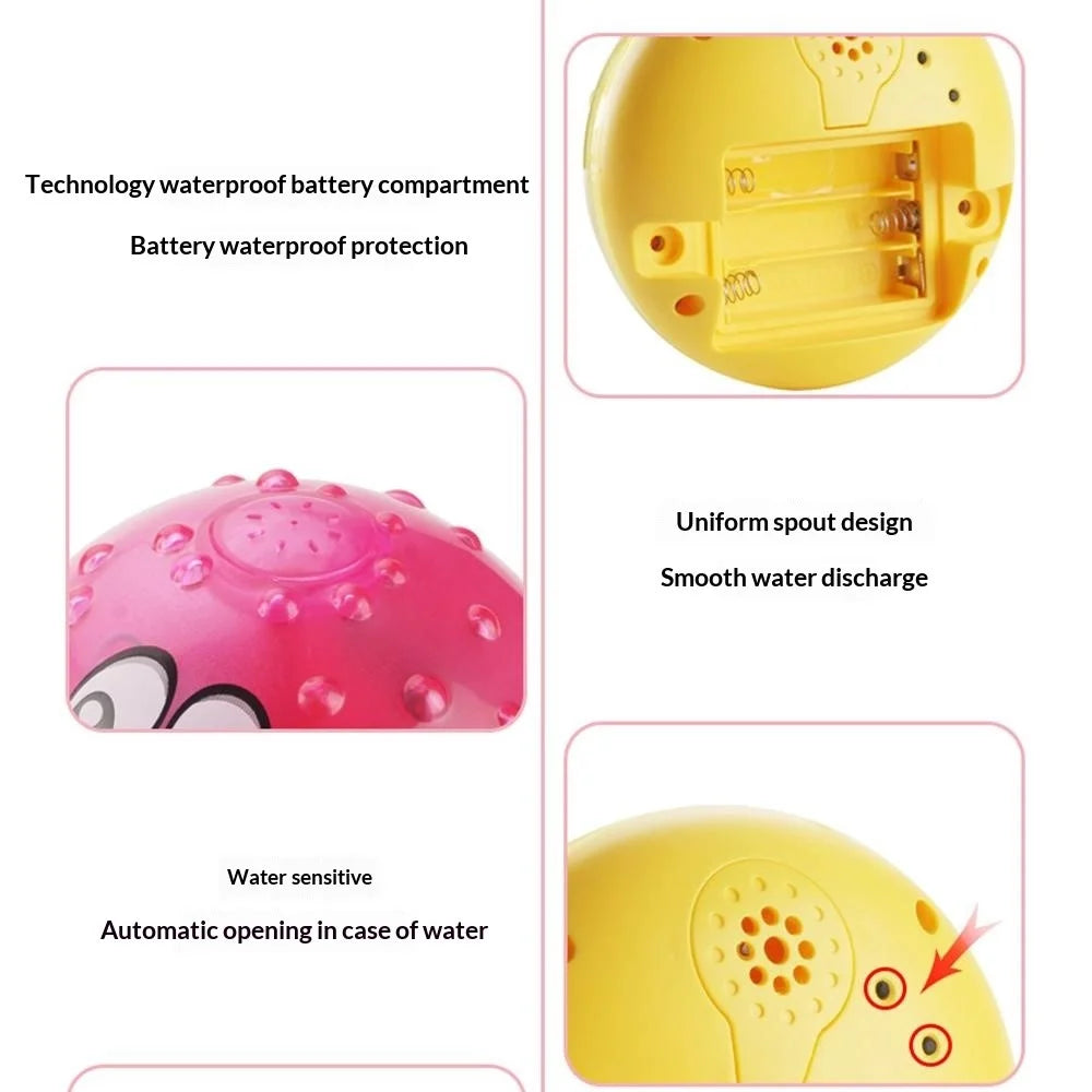 Electric Induction Water Spray Ball Baby Bath Fountain Toy with Light for Bathroom Bathtub Swimming - Yellow - 6