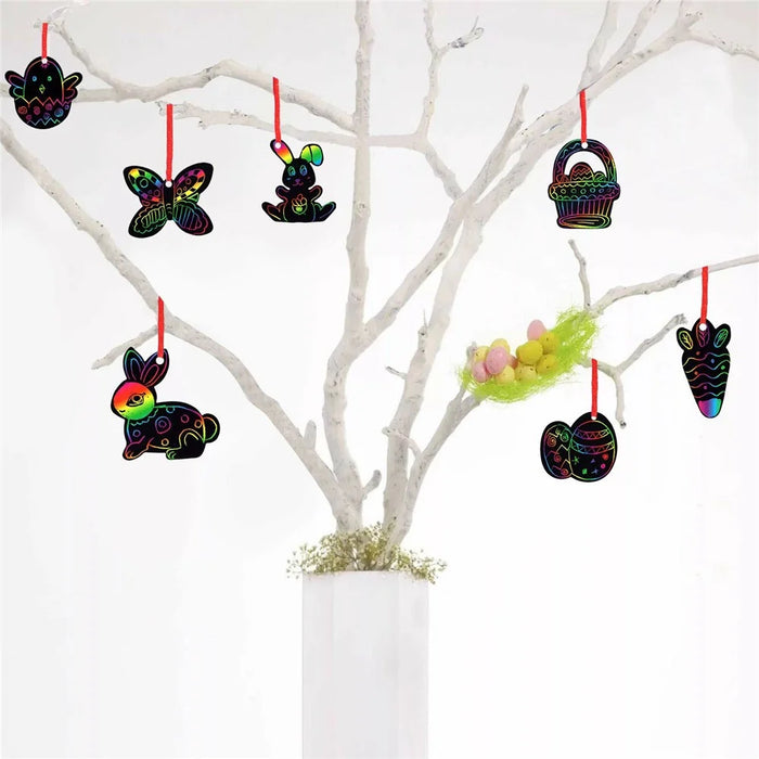24Pcs Easter Scratch Art Set for Kids Bunny Carrot Egg Rainbow Magic Scratch Painting Creative Easter Crafts - Style 4 - 2