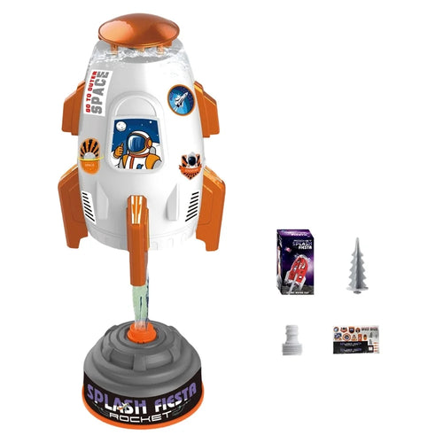 DB25826 Flying Water Spray Rocket Garden Sprinkler Toy for Kids Outdoor Lawn Spinning Space Rocket Splash Water Toy - White - 1