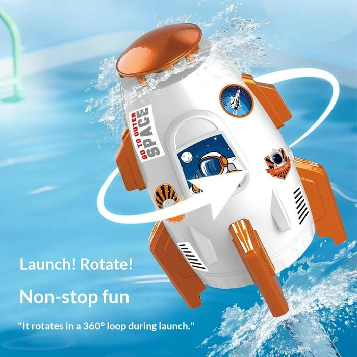 DB25826 Flying Water Spray Rocket Garden Sprinkler Toy for Kids Outdoor Lawn Spinning Space Rocket Splash Water Toy - White - 3