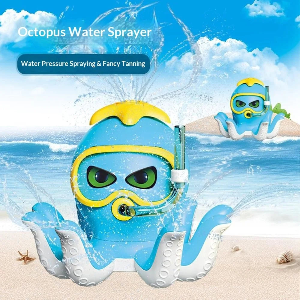 DB25829 Water Spray Octopus Sprinkler Toy for Kids Outdoor Summer Water Play Hydraulic Rotating Sprinkler - Blue - 2