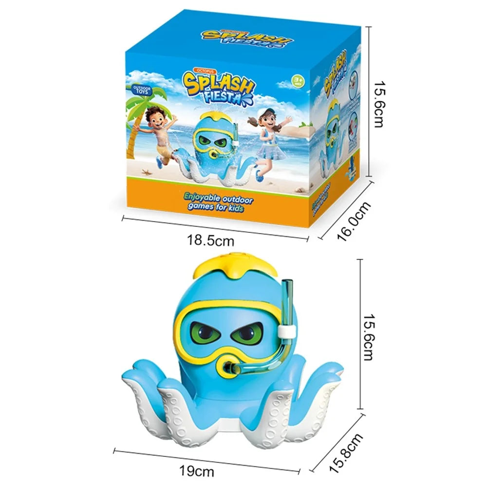 DB25829 Water Spray Octopus Sprinkler Toy for Kids Outdoor Summer Water Play Hydraulic Rotating Sprinkler - Blue - 6
