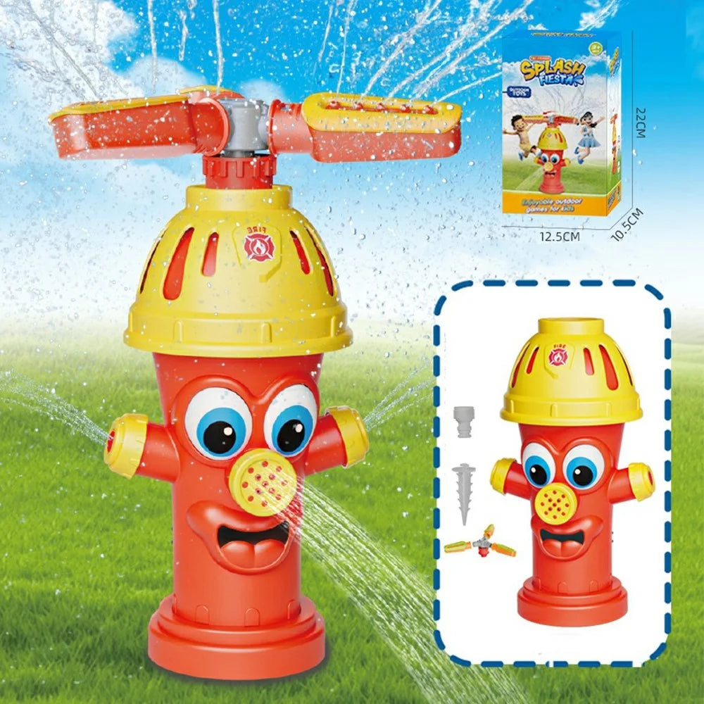 DB25810 Rotating Sprying Fire Hydrant Sprinkler Outdoor Lawn Spray Toy for Kids Summer Water Play - Red - 2
