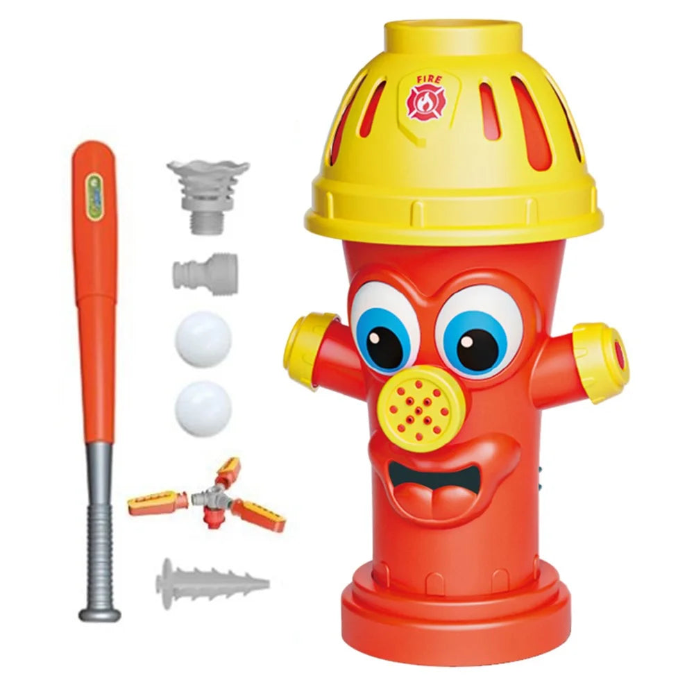 DB25843 Baseball Set Rotating Sprying Fire Hydrant Sprinkler Summer Outdoor Lawn Water Spray Kids Toy - Red - 1