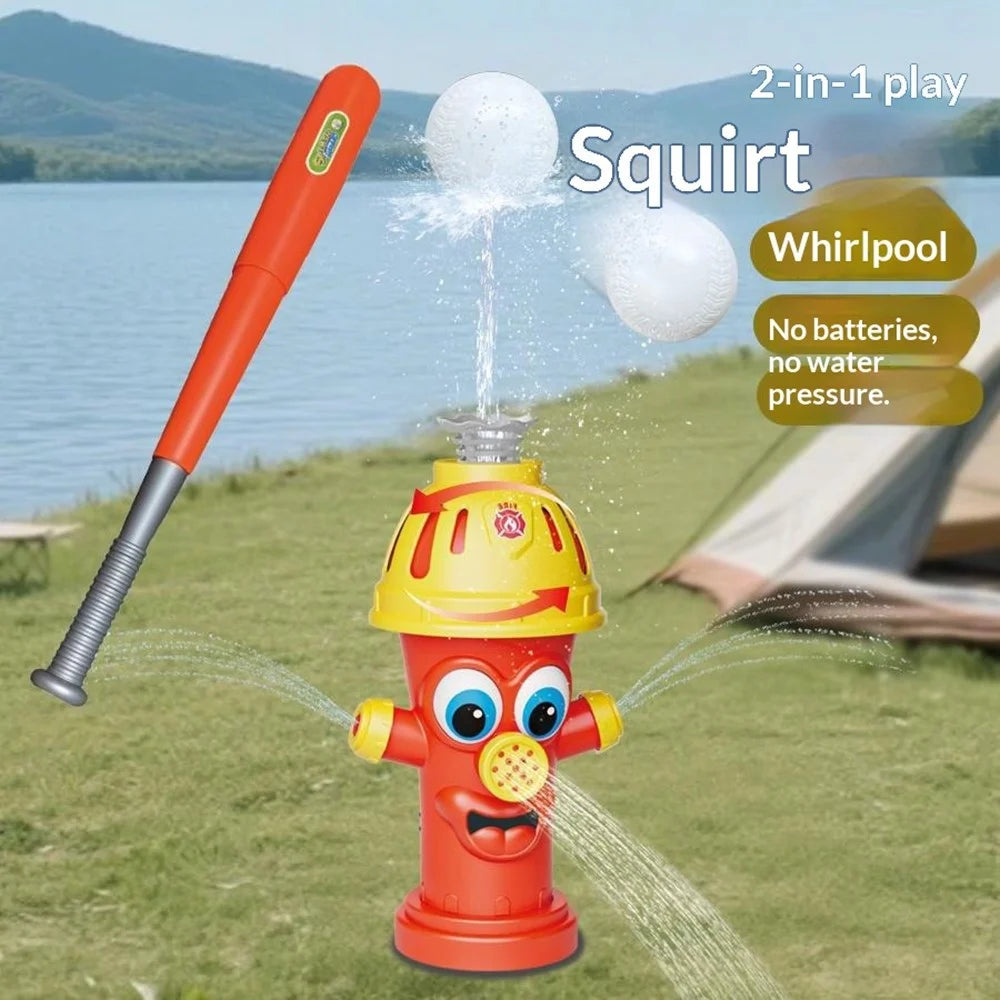 DB25843 Baseball Set Rotating Sprying Fire Hydrant Sprinkler Summer Outdoor Lawn Water Spray Kids Toy - Red - 3