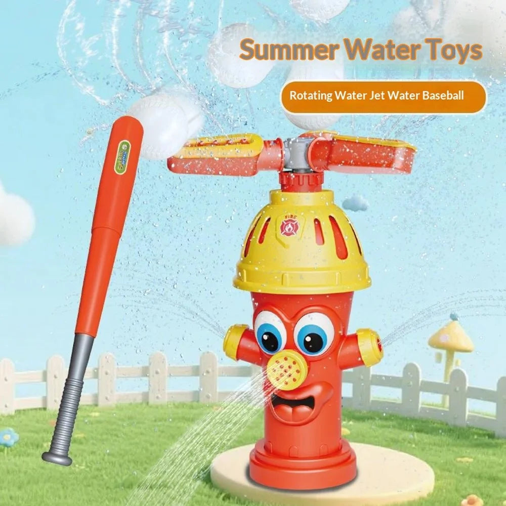 DB25843 Baseball Set Rotating Sprying Fire Hydrant Sprinkler Summer Outdoor Lawn Water Spray Kids Toy - Red - 4