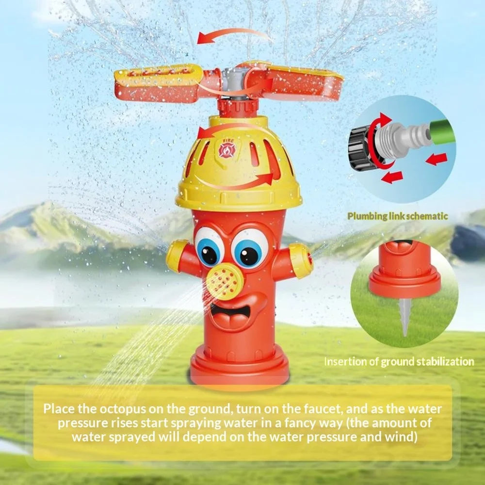 DB25843 Baseball Set Rotating Sprying Fire Hydrant Sprinkler Summer Outdoor Lawn Water Spray Kids Toy - Red - 7