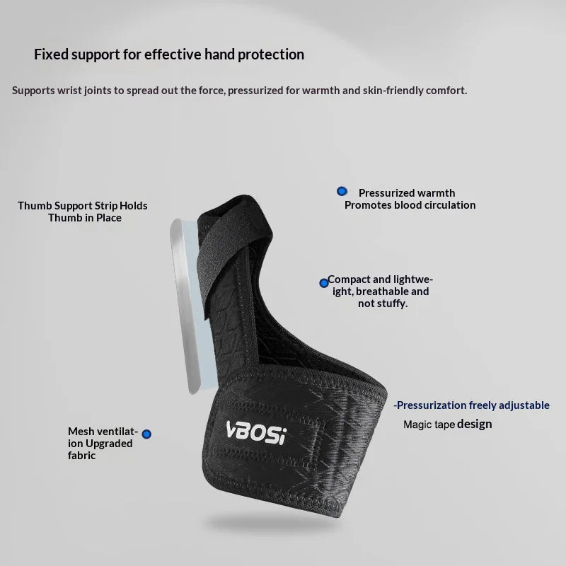 VBOSI 7308V 1Pc Adjustable Wrist Brace Breathable Thumb Support Steel Splint Wrist Guard - Black - 5