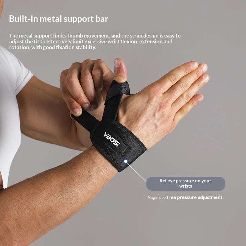 VBOSI 7308V 1Pc Adjustable Wrist Brace Breathable Thumb Support Steel Splint Wrist Guard - Black - 6