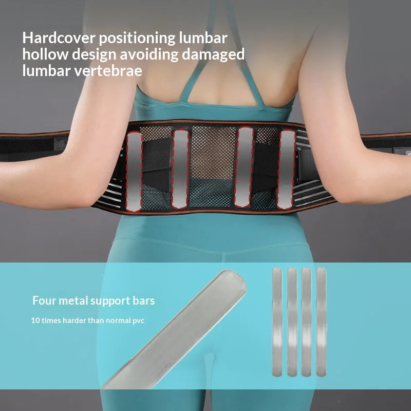 VBOSI 3352V Back Support Belt Breathable Adjustable Lumbar Belt for Squats Weightlifting Gym - Black M - 4