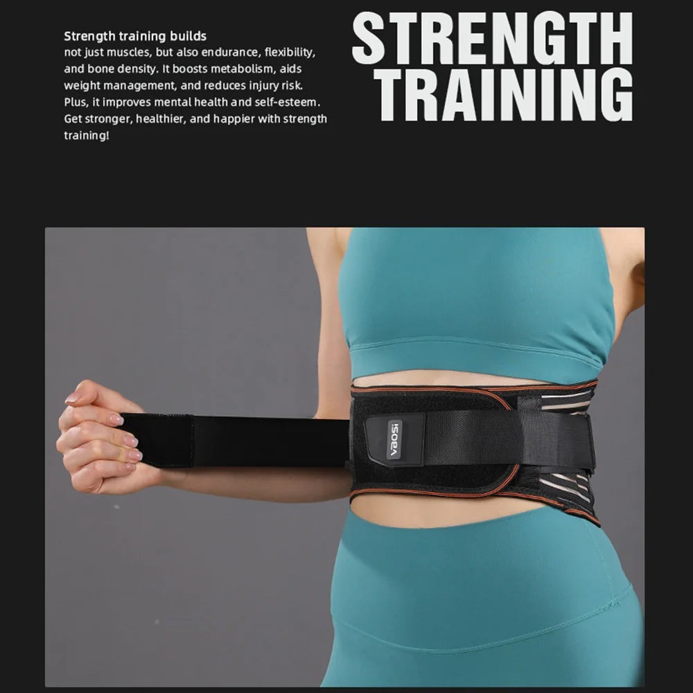 VBOSI 3352V Back Support Belt Breathable Adjustable Lumbar Belt for Squats Weightlifting Gym - Black M - 7