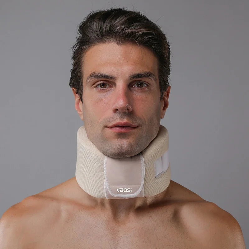 VBOSI 1722V Breathable Foam Padded Adjustable Neck Brace Cervical Support Neck Guard for Sports - Nude M - 1