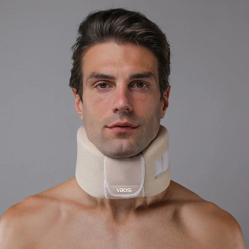 VBOSI 1722V Breathable Foam Padded Adjustable Neck Brace Cervical Support Neck Guard for Sports - Nude M - 1