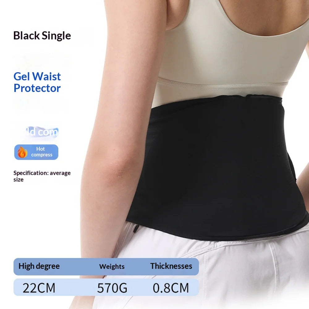 W8791 Hot Cold Therapy Lumbar Support Belt Reusable Gel Wrap Back Brace for Sports Recovery - Black - 2